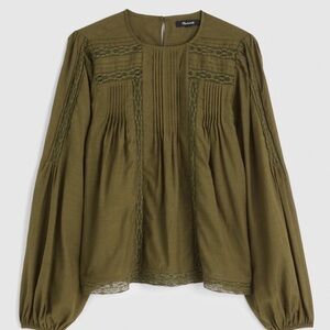 Madewell Olive Lace Detail Blouse